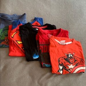 Five Superhero Tshirts size 5T/  XS